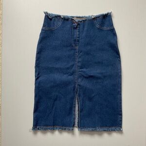 Ravel medium denim midi distressed skirt with slit in good condition